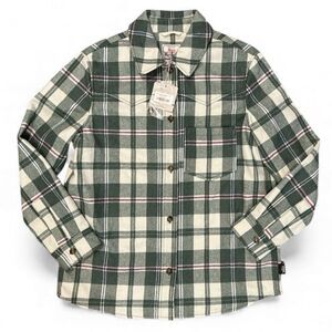 Woolrich Wool Flannel Shirt Overshirt Jacket Plaid Button Up Sz L Made USA NWT